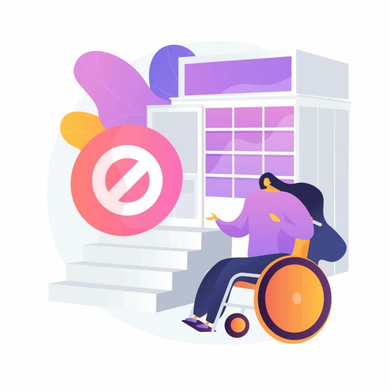 Edificio con estrada inaccesible a sillas de ruedas